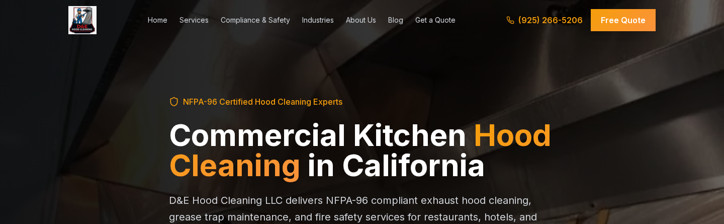 D&E Hood Cleaning website built by Business Builder IO